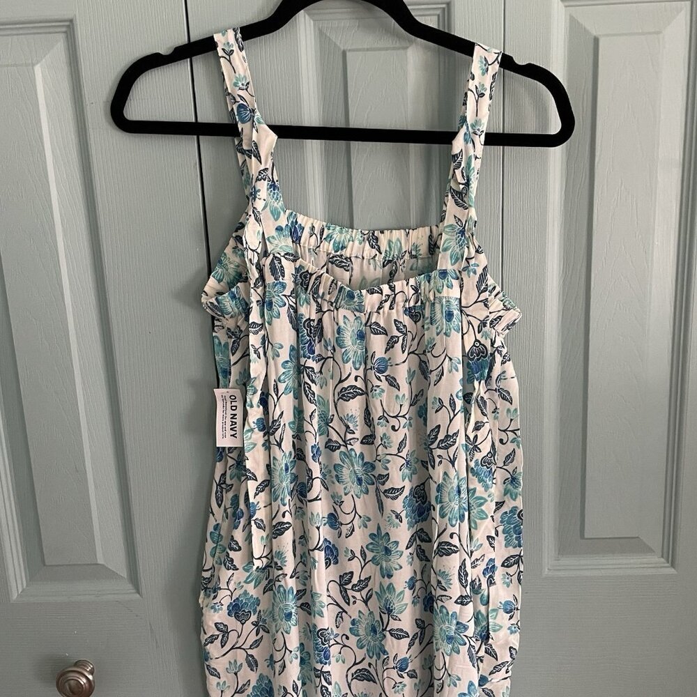 Old Navy Women’s Sleeveless Tie-Back Cutout Maxi Dress Medium Light Blue Flowers - Picture 14 of 15